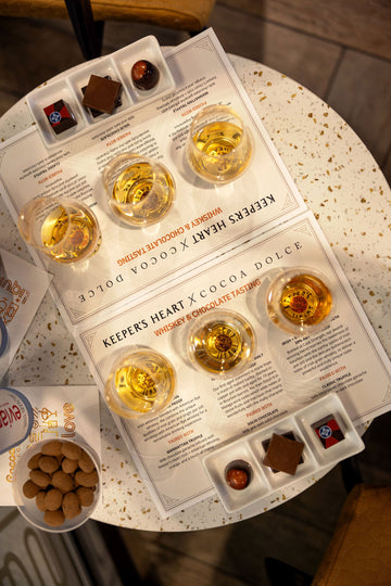 <span>The Perfect Pairing</span>Keeper's Heart Whiskey and Cocoa Dolce Gourmet Chocolate