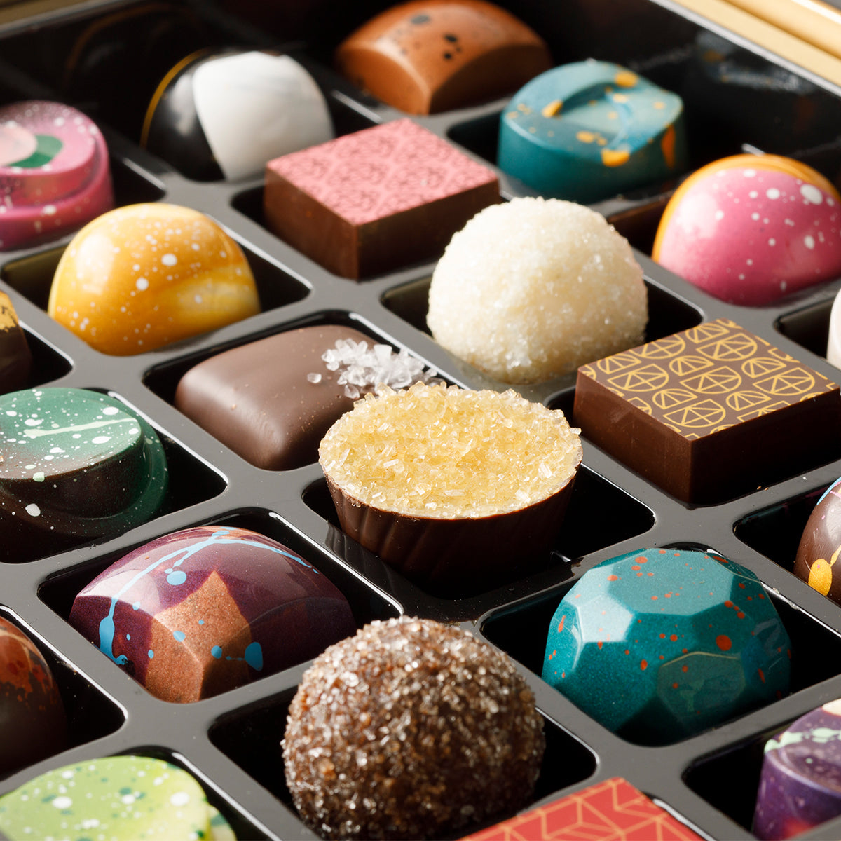 Handcrafted gourmet chocolates in elegant packaging