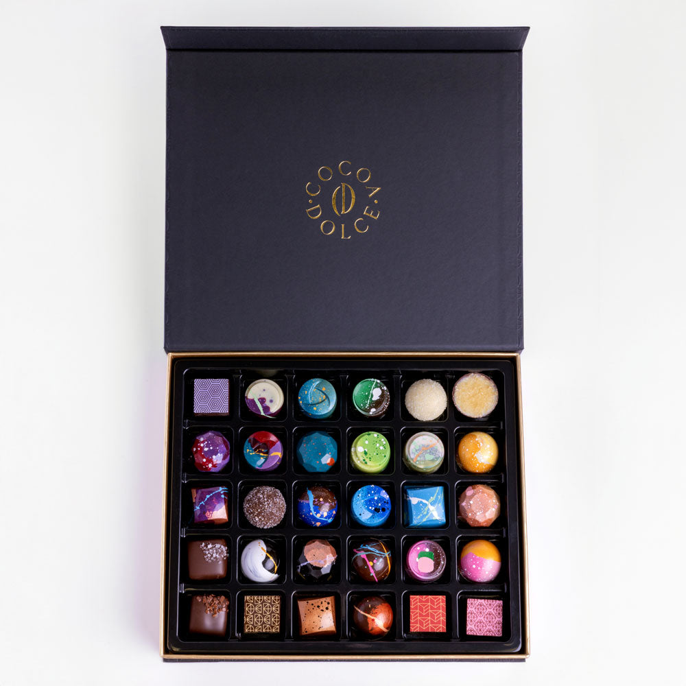30-piece artisan chocolate box with assorted chocolates
