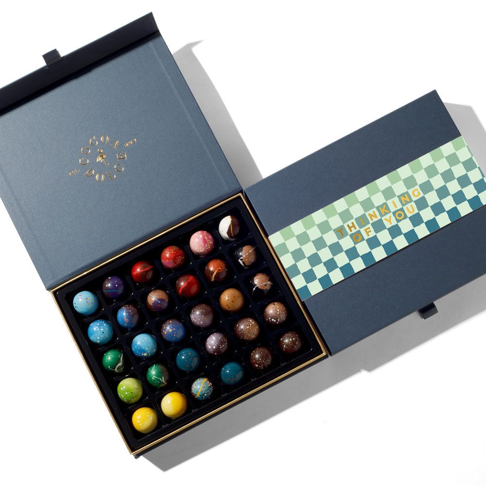 Cocoa Dolce 30-Piece Cocoa Royale chocolate gift box with Thinking of You label