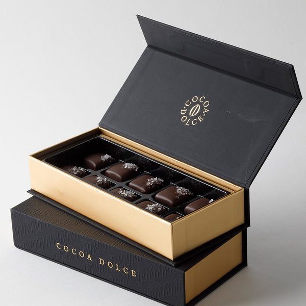 Cocoa Dolce 10 Pc Grey Salt Caramels Cocoa Dolce Chocolates