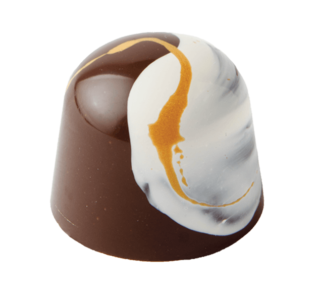 Banana foster gourmet chocolate with banana ganache, dark rum, and cinnamon in dark chocolate
