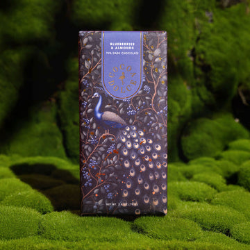 Blueberry Almond 70% dark chocolate bar by Cocoa Dolce