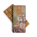 Interior of Caramel Latte gold chocolate bar showing smooth caramel coffee