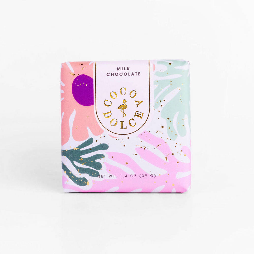 Mini classic Belgian milk chocolate bar in premium packaging by Cocoa Dolce