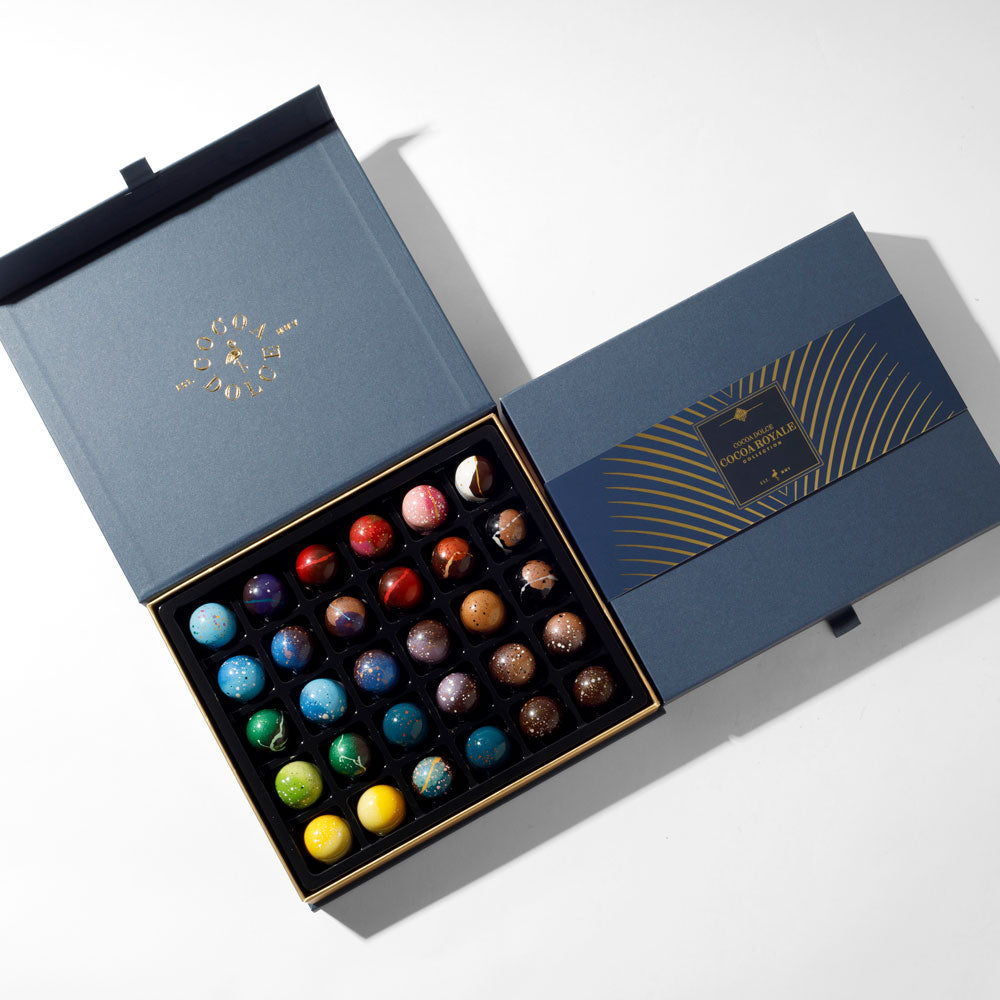Cocoa Dolce 30-Piece Cocoa Royale chocolate gift box with classic branded label
