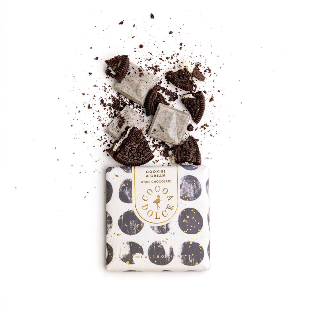 Cookies and cream gourmet white full and mini chocolate bars