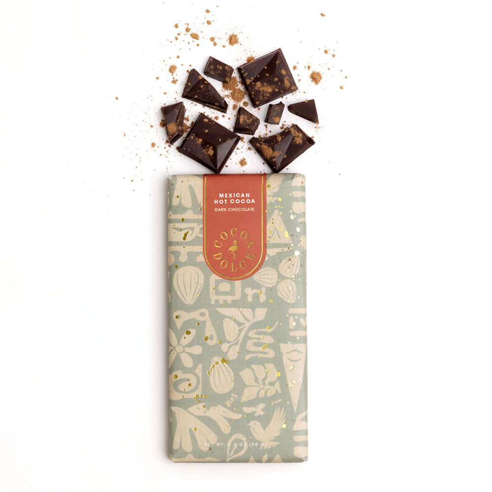 54% Dark Chocolate Mexican Hot Chocolate Bar by Cocoa Dolce with cinnamon spice