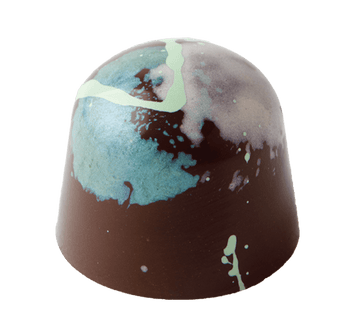 Peppermint mint gourmet chocolate with layered dark and white chocolate ganache infused with organic peppermint oil