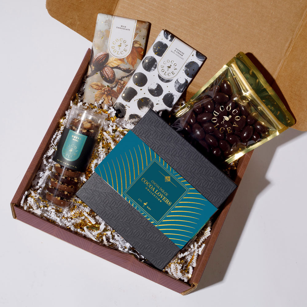 Open Signature Gift Bliss luxury chocolate gift set with 16-piece chocolate assortment and chocolate bars